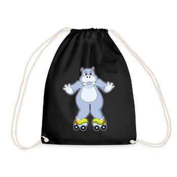 Nilpferd Rollschuhfahren Rollschuhe - Turnbeutel - Schwarz - Vorne