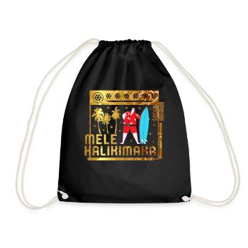 Christmas In July Shirt, Mele Kalikimaka Hawaii - Drawstring Bag - black - Front