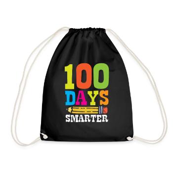 100 Tage Schlauer Sprüche Lustig Süß Team - Turnbeutel - Schwarz - Vorne