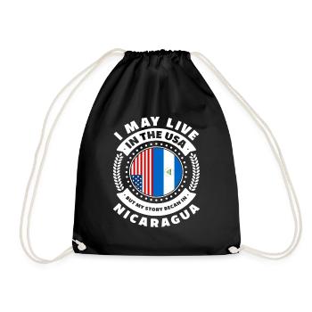 USA Nicaragua Flag Nicaraguan Heritage - Drawstring Bag - black - Front