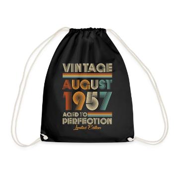 Vintage Aged To Perfection August 1957 - Drawstring Bag - black - Front