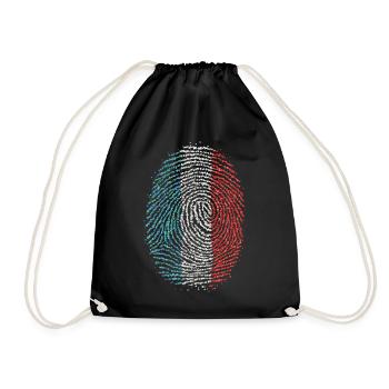 France French French Fingerprint Flag - Drawstring Bag - black - Front