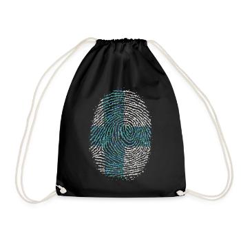 Finland Finnish Finnish Fingerprint Flag - Drawstring Bag - black - Front