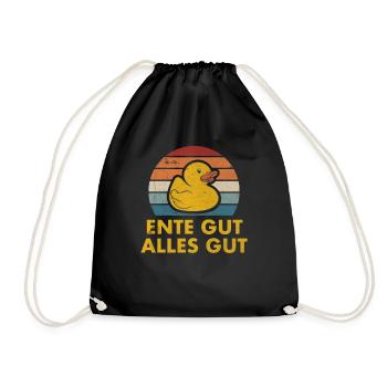 Vintage Enten Quietscheenten Ente Gut Alles Gut - Turnbeutel - Schwarz - Vorne