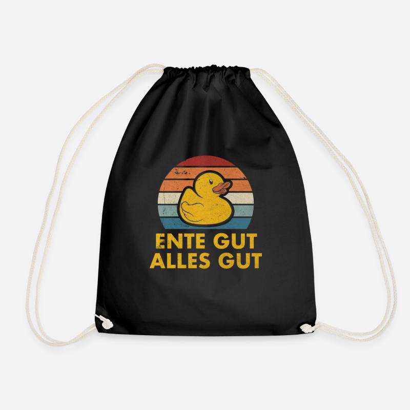 Vintage Enten Quietscheenten Ente Gut Alles Gut - Turnbeutel - Schwarz