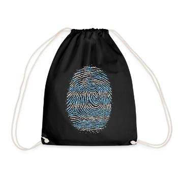 Greece Greek Fingerprint Flag - Drawstring Bag - black - Front