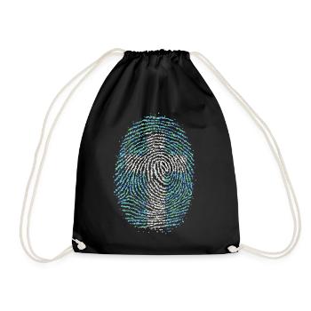 Jesus Christian Christ Fingerprint Cross - Drawstring Bag - black - Front