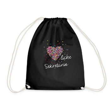 Secretary with Heart Office Office Life - Drawstring Bag - black - Front