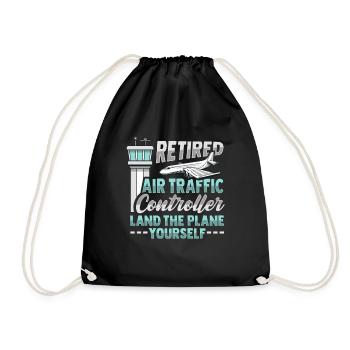 Airport tower design n retired air traffic controllers - Drawstring Bag - black - Front