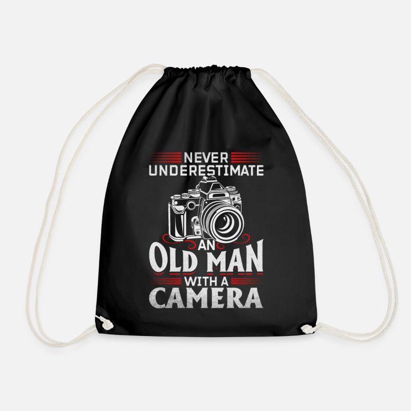 Never underestimate an old man with a - Drawstring Bag - black