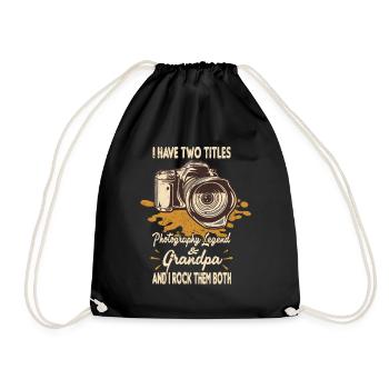 Deux titres : Photography Legend et Grandpa - Sac de sport léger - noir - Devant