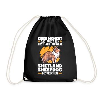 Mit meinem Shetland Sheepdog besprechen - Turnbeutel - Schwarz - Vorne
