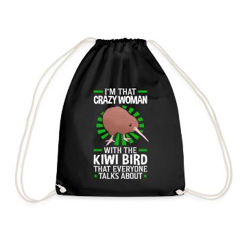 Verrückte Kiwi Vogel Frau Schnepfenstrauß - Turnbeutel - Schwarz - Vorne