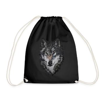 Siberian Husky Animal Motif Art Dog Print - Drawstring Bag - black - Front
