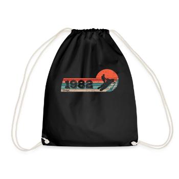 Snowmobile driver born 1982 Birthday - Drawstring Bag - black - Front