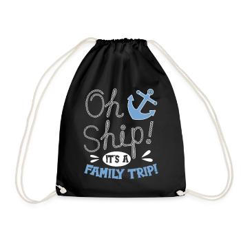 Oh Ship! It's A Family Trip | Family Cruise - Drawstring Bag - black - Front