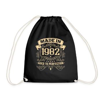 Made in 1982 Birthday Vintage - Drawstring Bag - black - Front