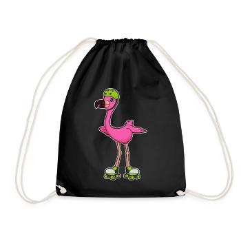 Flamingo Rollschuhfahren Rollschuhe - Turnbeutel - Schwarz - Vorne
