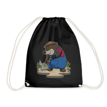 Mole Farmer Pickaxe Farm - Drawstring Bag - black - Front