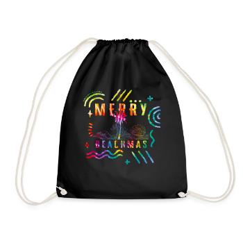 Coastal Beach Christmas In July Shirt, Merry - Drawstring Bag - black - Front