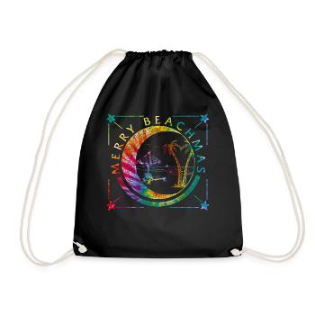 Coastal Beach Christmas In July Shirt, Merry - Drawstring Bag - black - Front