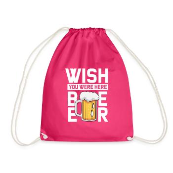 „WISH YOU WERE HERE BEER“ Design - Turnbeutel - Fuchsia - Vorne