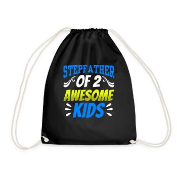 Stepfather Of Two Great Kids Stepdad - Drawstring Bag - black - Front