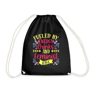 Alimenté par les boissons énergisantes et la colère féministe - Sac de sport léger - noir - Devant