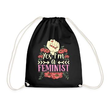 Ja Ich Bin Ein Feminist Feministisch Feminismus - Turnbeutel - Schwarz - Vorne