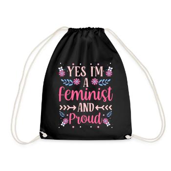 Yes I am a feminist and proud of women - Drawstring Bag - black - Front