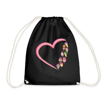 Ice Cream Heart Cone Popsicle - Turnbeutel - Schwarz - Vorne