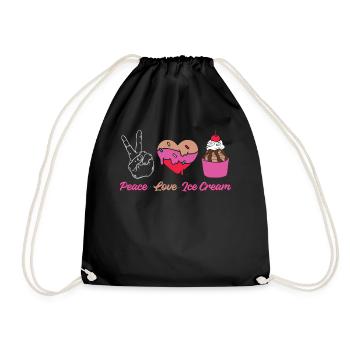Cône de crème glacée Peace Love Ice - Sac de sport léger - noir - Devant