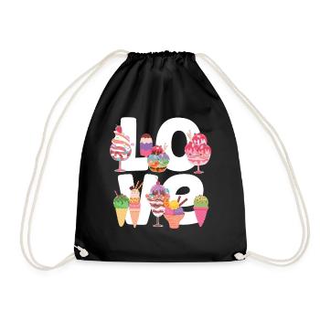 Ice Cream Cone Popsicle Love - Drawstring Bag - black - Front