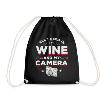 Photo - Tout ce dont j’ai besoin, c’est de vin et de mon - Sac de sport léger - noir - Devant