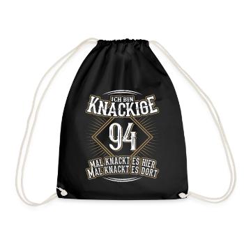 94. Geburtstag Lustig Geschenk - Turnbeutel - Schwarz - Vorne