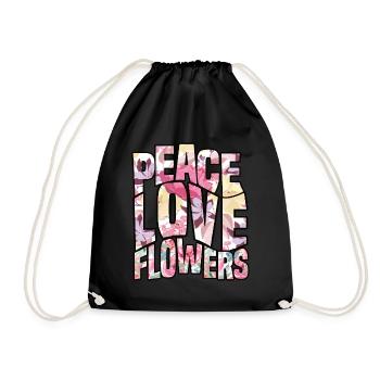 Paix Amour Fleurs - Sac de sport léger - noir - Devant