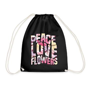 Paix Amour Fleurs - Sac de sport léger - noir - Devant