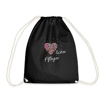 Pflege mit Herz Geschenk für die Pflegerin - Turnbeutel - Schwarz - Vorne