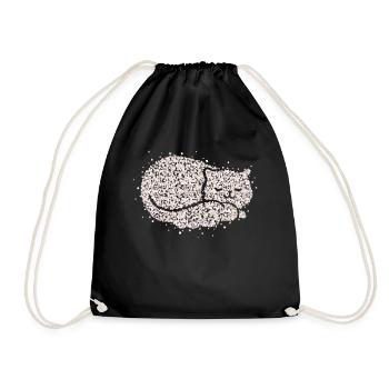 Schnurren Katzen Schlafshirt Kuschelshirt Geschenk - Turnbeutel - Schwarz - Vorne