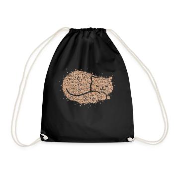 House Tiger Tired Pussy Kitten Sleeping Shirt - Drawstring Bag - black - Front
