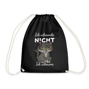 Schnurren Schlafshirt Schnarchshirt Morgenmuffel - Turnbeutel - Schwarz - Vorne
