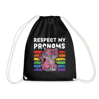 Respect my pronoms Kätzchen Gay Transgender Pride - Turnbeutel - Schwarz - Vorne
