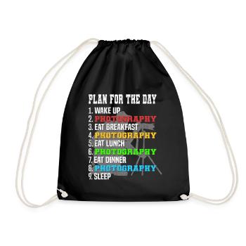 Photo plan for the day Camera-Photographer-Daily Schedule - Drawstring Bag - black - Front