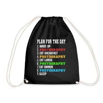 Photographer's plan for the day - Drawstring Bag - black - Front