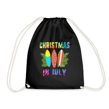 Christmas In July Surf Surfing Board Beach Hawaii - Drawstring Bag - black - Front