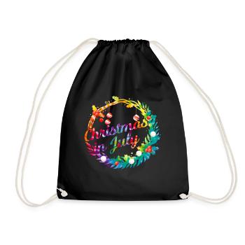 Christmas In July Wreath Door Decoration Xmas - Drawstring Bag - black - Front