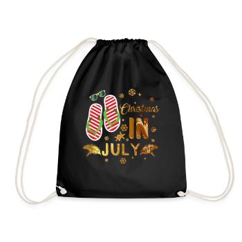 Christmas In July Beach Flip Flops Sunglasses Sun - Drawstring Bag - black - Front