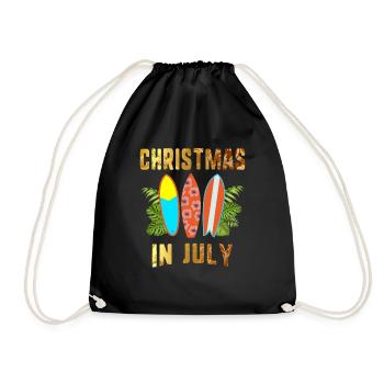 Christmas In July Surf Surfing Board Beach Hawaii - Drawstring Bag - black - Front
