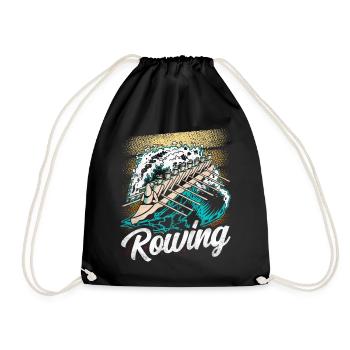Rowing Rowing Rowing Rowing Boat Rowing Rower - Drawstring Bag - black - Front