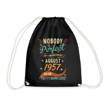 Nobody is perfect born in August 1957 - Drawstring Bag - black - Front